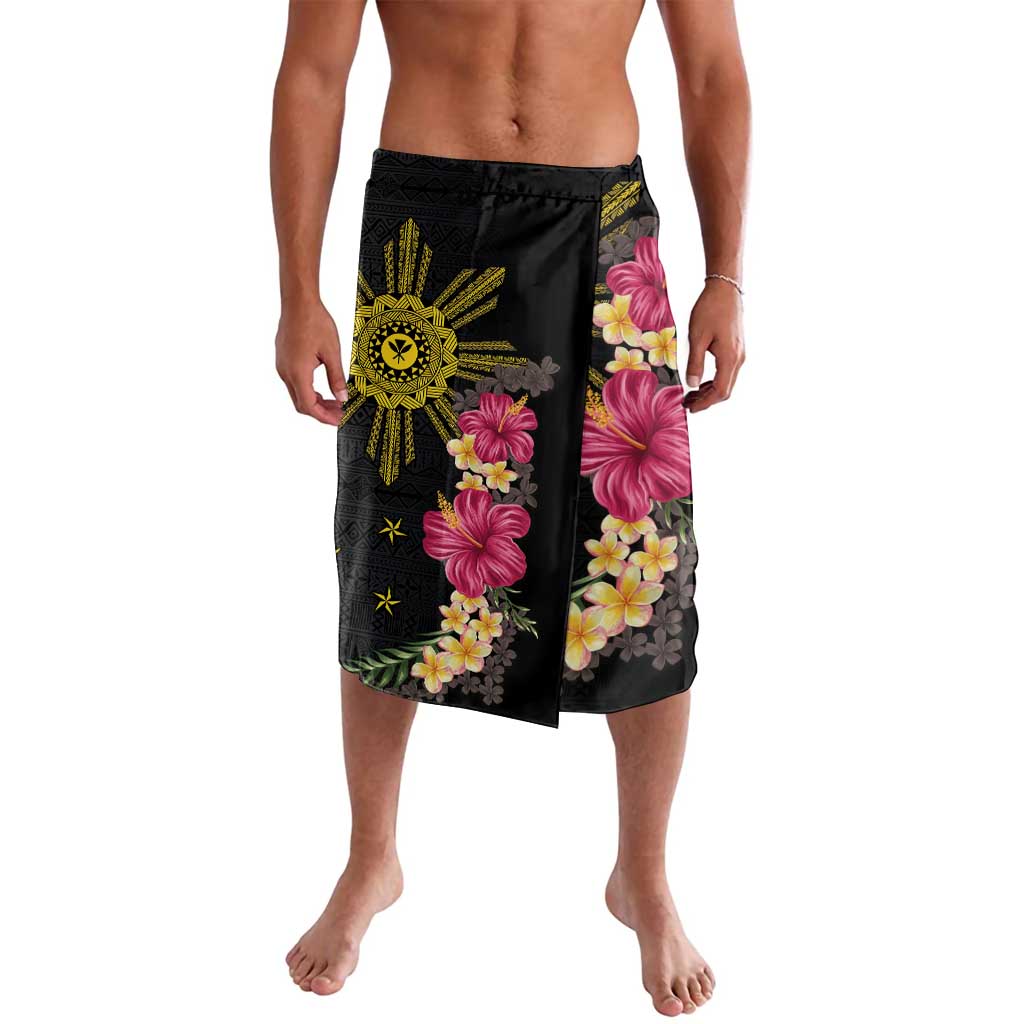 Hawaii and Philippines Together Lavalava Hibiscus Flower and Sun Badge Polynesian Pattern Coloful