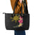 Hawaii and Philippines Together Leather Tote Bag Hibiscus Flower and Sun Badge Polynesian Pattern Coloful