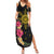 Hawaii and Philippines Together Summer Maxi Dress Hibiscus Flower and Sun Badge Polynesian Pattern Coloful