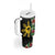 Hawaii and Philippines Together Tumbler With Handle Hibiscus Flower and Sun Badge Polynesian Pattern Coloful