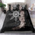 Hawaii and Philippines Together Bedding Set Hibiscus Flower and Sun Badge Polynesian Pattern Grayscale