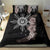 Hawaii and Philippines Together Bedding Set Hibiscus Flower and Sun Badge Polynesian Pattern Grayscale