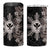 Hawaii and Philippines Together 4 in 1 Can Cooler Tumbler Hibiscus Flower and Sun Badge Polynesian Pattern Grayscale