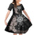 Hawaii and Philippines Together Family Matching Tank Maxi Dress and Hawaiian Shirt Hibiscus Flower and Sun Badge Polynesian Pattern Grayscale