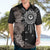 Hawaii and Philippines Together Hawaiian Shirt Hibiscus Flower and Sun Badge Polynesian Pattern Grayscale