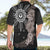 Hawaii and Philippines Together Hawaiian Shirt Hibiscus Flower and Sun Badge Polynesian Pattern Grayscale