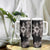 Hawaii and Philippines Together Tumbler With Handle Hibiscus Flower and Sun Badge Polynesian Pattern Grayscale