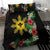 Tropical Hawaii and Philippines Bedding Set Kanaka Maoli and Sun Badge Batok Tattoo Colorful