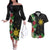 Tropical Hawaii and Philippines Couples Matching Off The Shoulder Long Sleeve Dress and Hawaiian Shirt Kanaka Maoli and Sun Badge Batok Tattoo Colorful