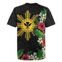Tropical Hawaii and Philippines Rugby Jersey Kanaka Maoli and Sun Badge Batok Tattoo Colorful