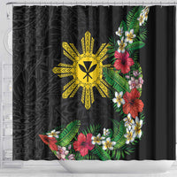 Tropical Hawaii and Philippines Shower Curtain Kanaka Maoli and Sun Badge Batok Tattoo Colorful