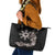 Tropical Hawaii and Philippines Leather Tote Bag Kanaka Maoli and Sun Badge Batok Tattoo Grayscale