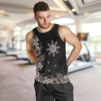 Tropical Hawaii and Philippines Men Tank Top Kanaka Maoli and Sun Badge Batok Tattoo Grayscale