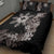 Tropical Hawaii and Philippines Quilt Bed Set Kanaka Maoli and Sun Badge Batok Tattoo Grayscale