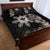 Tropical Hawaii and Philippines Quilt Bed Set Kanaka Maoli and Sun Badge Batok Tattoo Grayscale