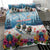 New Zealand Merry Christmas Bedding Set Kiwi Birds Snow Boarding-Vibrant Tropical Flower - Polynesian Pride