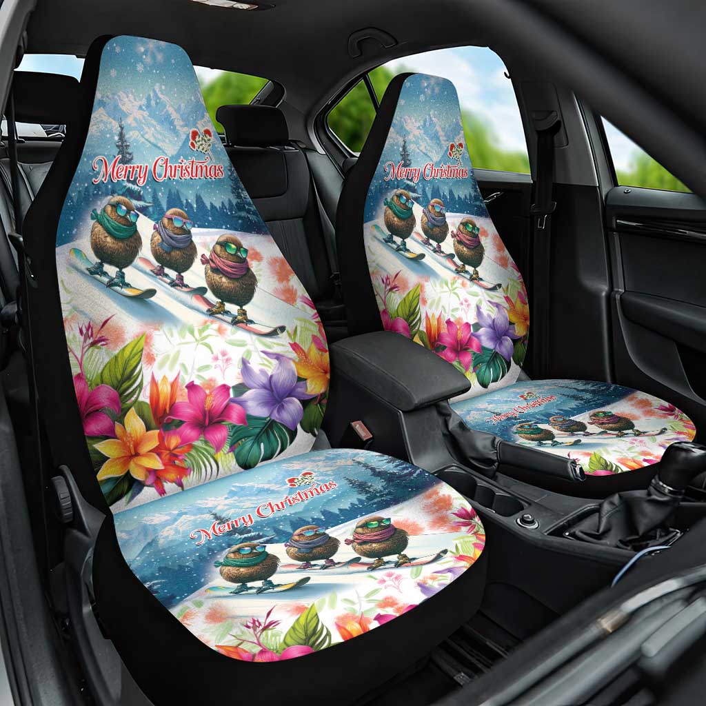 New Zealand Merry Christmas Car Seat Cover Kiwi Birds Snow Boarding-Vibrant Tropical Flower - Polynesian Pride