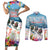 New Zealand Merry Christmas Couples Matching Short Sleeve Bodycon Dress and Long Sleeve Button Shirt Kiwi Birds Snow Boarding-Vibrant Tropical Flower - Polynesian Pride