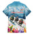 New Zealand Merry Christmas Family Matching Off The Shoulder Long Sleeve Dress and Hawaiian Shirt Kiwi Birds Snow Boarding-Vibrant Tropical Flower - Polynesian Pride