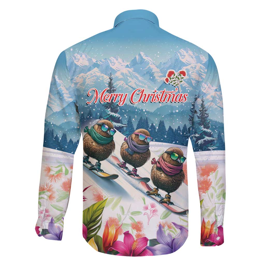 New Zealand Merry Christmas Family Matching Off Shoulder Short Dress and Hawaiian Shirt Kiwi Birds Snow Boarding-Vibrant Tropical Flower - Polynesian Pride