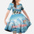 New Zealand Merry Christmas Kid Short Sleeve Dress Kiwi Birds Snow Boarding-Vibrant Tropical Flower - Polynesian Pride