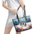 New Zealand Merry Christmas Leather Tote Bag Kiwi Birds Snow Boarding-Vibrant Tropical Flower - Polynesian Pride