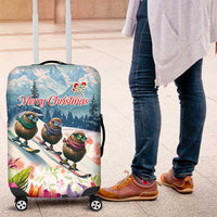 New Zealand Merry Christmas Luggage Cover Kiwi Birds Snow Boarding-Vibrant Tropical Flower - Polynesian Pride
