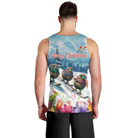 New Zealand Merry Christmas Men Tank Top Kiwi Birds Snow Boarding-Vibrant Tropical Flower - Polynesian Pride