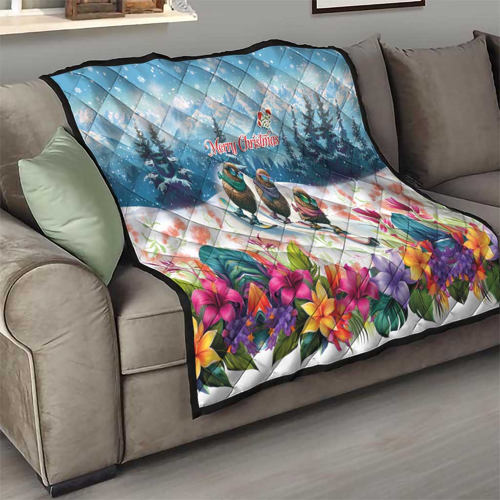 New Zealand Merry Christmas Quilt Kiwi Birds Snow Boarding-Vibrant Tropical Flower - Polynesian Pride