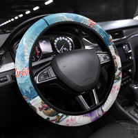 New Zealand Merry Christmas Steering Wheel Cover Kiwi Birds Snow Boarding-Vibrant Tropical Flower - Polynesian Pride