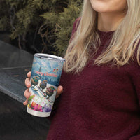 New Zealand Merry Christmas Tumbler Cup Kiwi Birds Snow Boarding-Vibrant Tropical Flower - Polynesian Pride