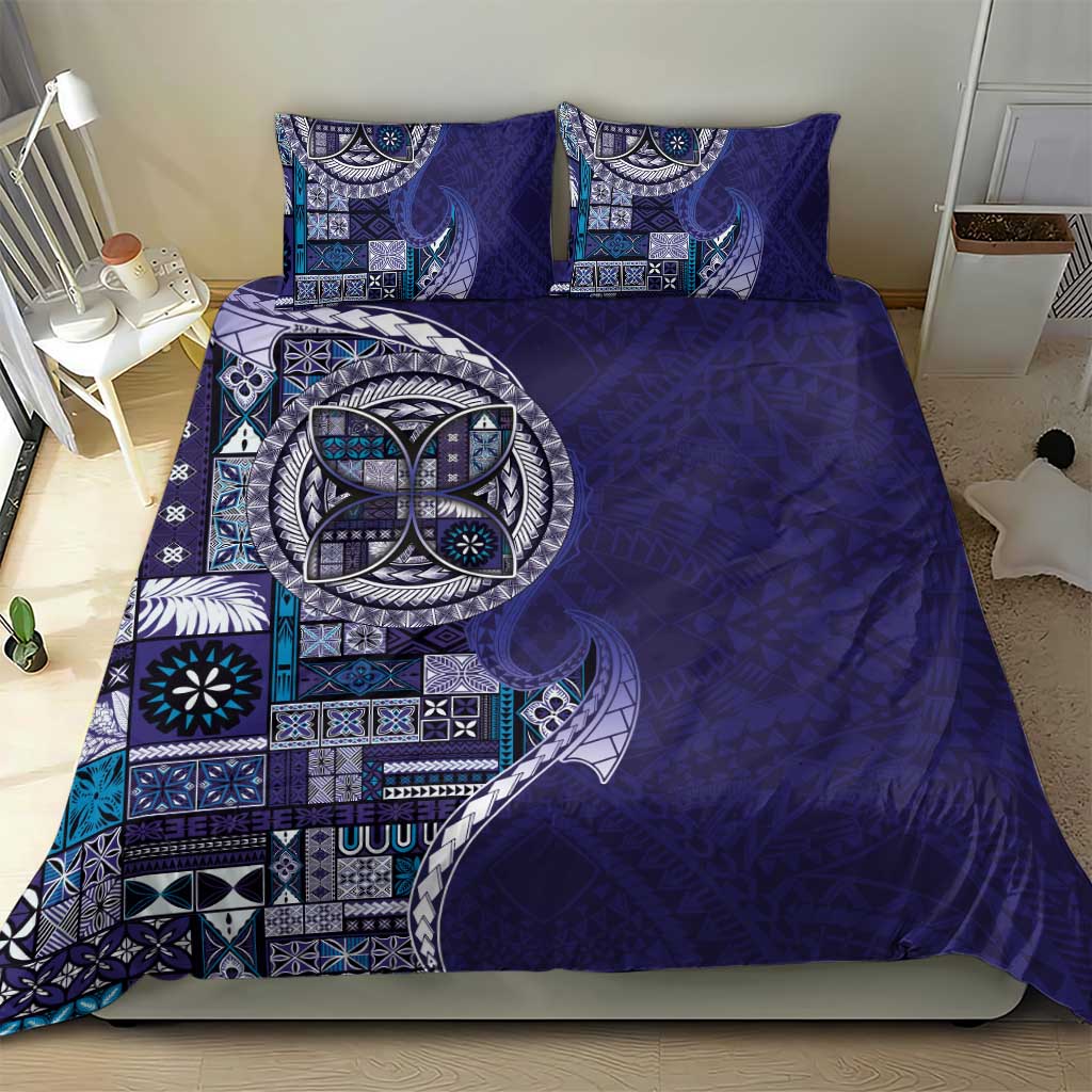 Samoan Siapo Art Tattoo Polynesian Pattern Bedding Set Navy Color - Polynesian Pride
