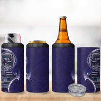 Samoan Siapo Art Tattoo Polynesian Pattern 4 in 1 Can Cooler Tumbler Navy Color - Polynesian Pride