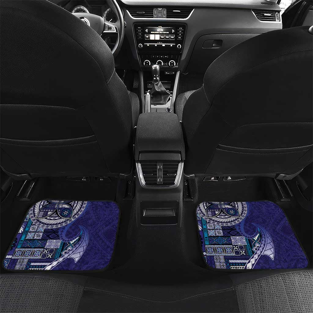 Samoan Siapo Art Tattoo Polynesian Pattern Car Mats Navy Color - Polynesian Pride