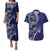 Samoan Siapo Art Tattoo Polynesian Pattern Couples Matching Puletasi and Hawaiian Shirt Navy Color - Polynesian Pride