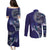 Samoan Siapo Art Tattoo Polynesian Pattern Couples Matching Puletasi and Long Sleeve Button Shirt Navy Color - Polynesian Pride