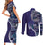 Samoan Siapo Art Tattoo Polynesian Pattern Couples Matching Short Sleeve Bodycon Dress and Long Sleeve Button Shirt Navy Color - Polynesian Pride