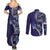 Samoan Siapo Art Tattoo Polynesian Pattern Couples Matching Summer Maxi Dress and Long Sleeve Button Shirt Navy Color - Polynesian Pride