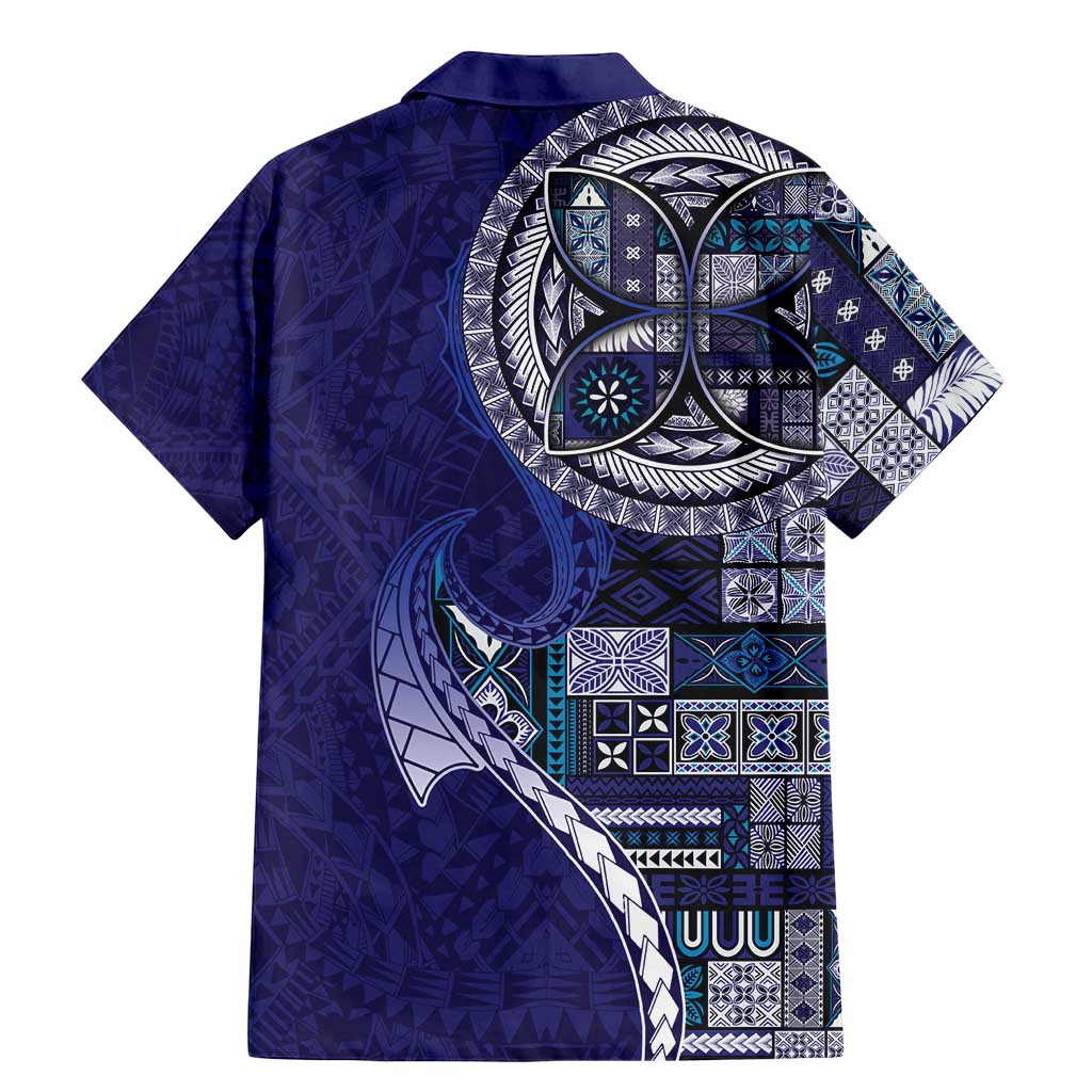 Samoan Siapo Art Tattoo Polynesian Pattern Family Matching Mermaid Dress and Hawaiian Shirt Navy Color - Polynesian Pride