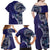 Samoan Siapo Art Tattoo Polynesian Pattern Family Matching Off Shoulder Maxi Dress and Hawaiian Shirt Navy Color - Polynesian Pride