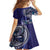 Samoan Siapo Art Tattoo Polynesian Pattern Family Matching Short Sleeve Bodycon Dress and Hawaiian Shirt Navy Color - Polynesian Pride