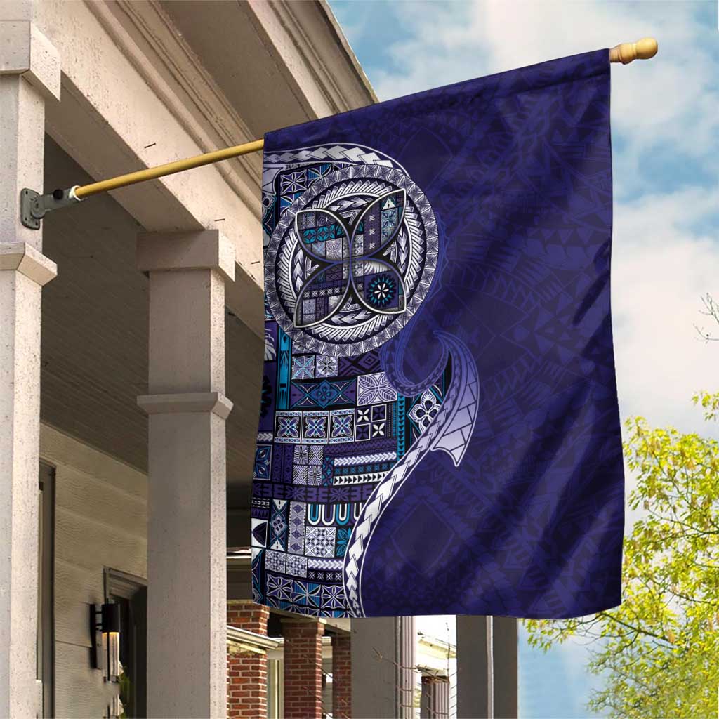 Samoan Siapo Art Tattoo Polynesian Pattern Garden Flag Navy Color - Polynesian Pride