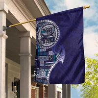 Samoan Siapo Art Tattoo Polynesian Pattern Garden Flag Navy Color - Polynesian Pride