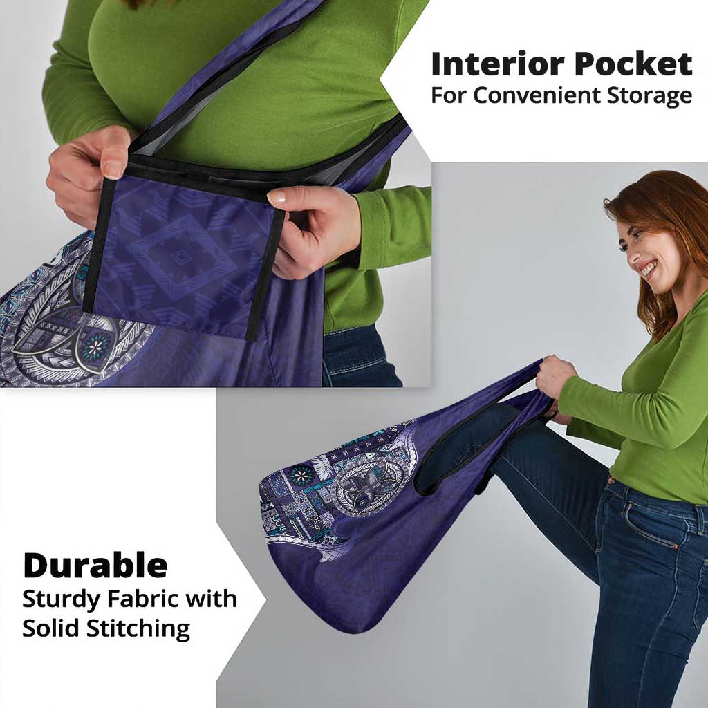 Samoan Siapo Art Tattoo Polynesian Pattern Grocery Bag Navy Color - Polynesian Pride