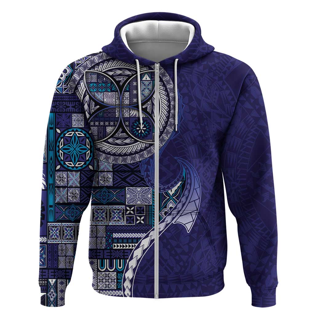 Samoan Siapo Art Tattoo Polynesian Pattern Hoodie Navy Color - Polynesian Pride