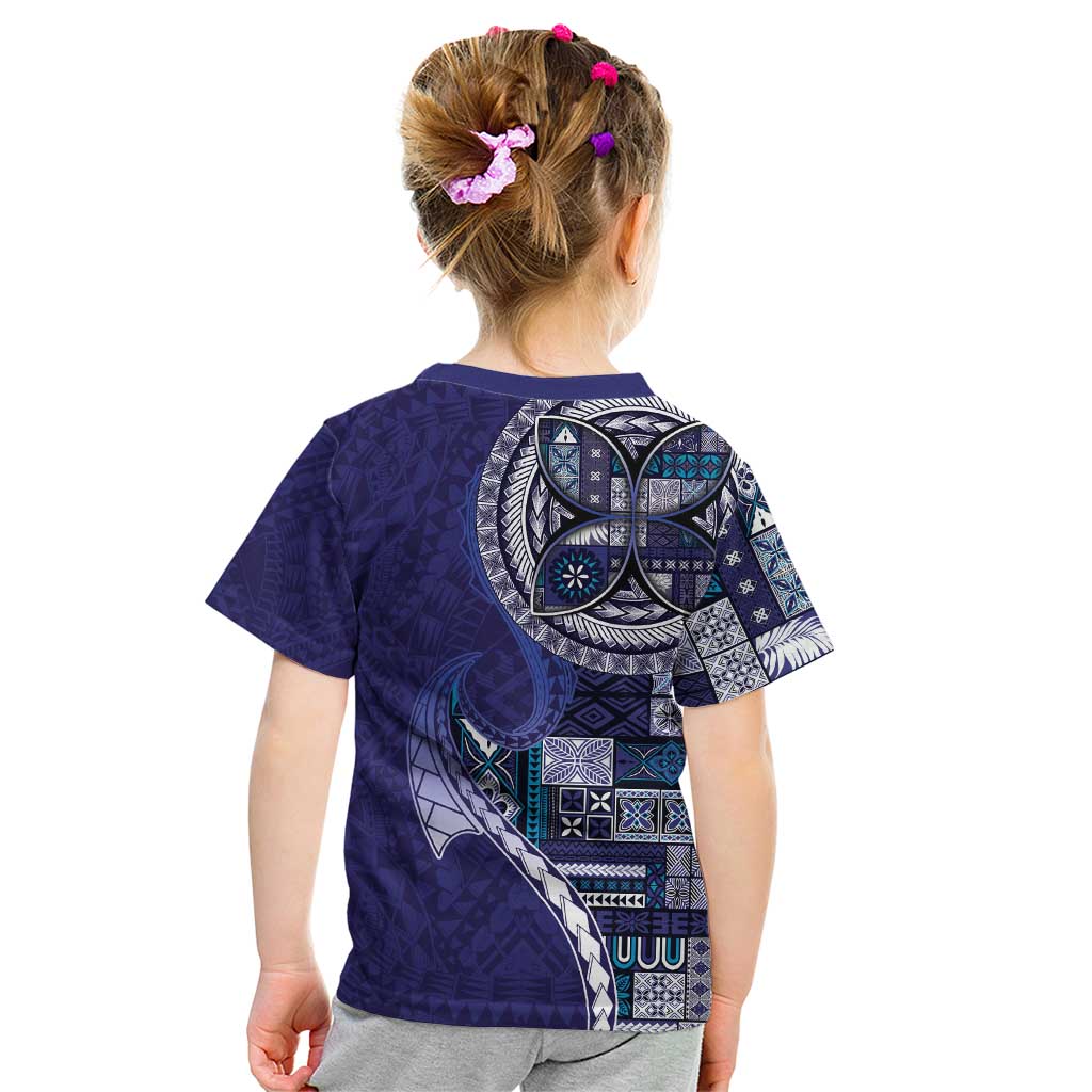 Samoan Siapo Art Tattoo Polynesian Pattern Kid T Shirt Navy Color - Polynesian Pride