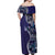 Samoan Siapo Art Tattoo Polynesian Pattern Off Shoulder Maxi Dress Navy Color - Polynesian Pride