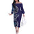 Samoan Siapo Art Tattoo Polynesian Pattern Off The Shoulder Long Sleeve Dress Navy Color - Polynesian Pride