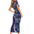 Samoan Siapo Art Tattoo Polynesian Pattern Short Sleeve Bodycon Dress Navy Color - Polynesian Pride