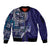 Samoan Siapo Art Tattoo Polynesian Pattern Sleeve Zip Bomber Jacket Navy Color - Polynesian Pride